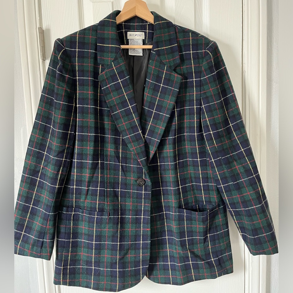 Classic Wool Tartan Plaid Women’s Blazer